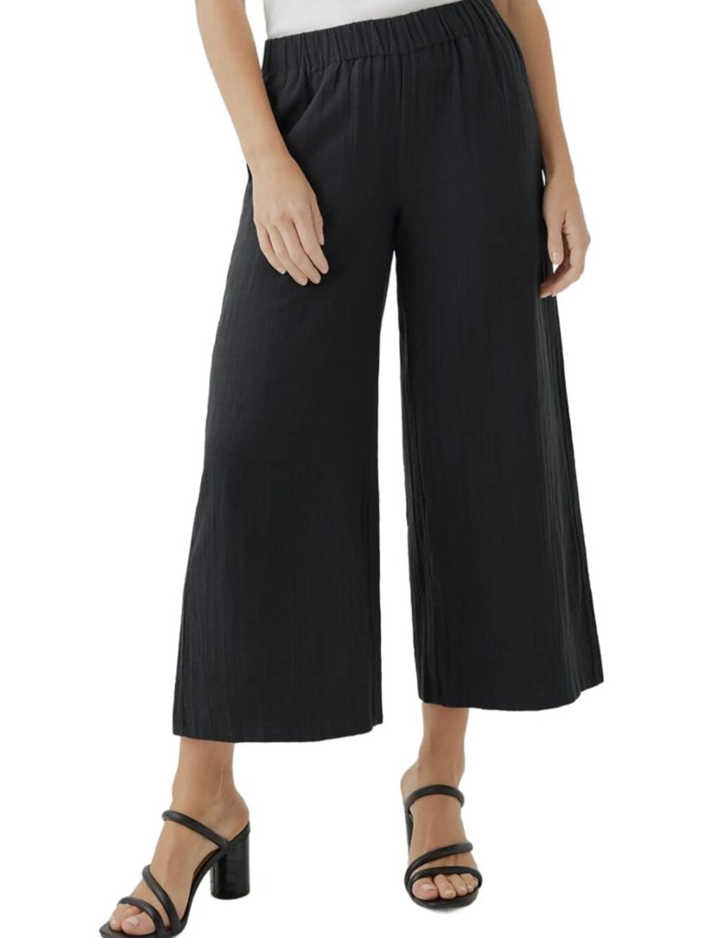 PACT Gauze Wide Leg Pant Organic Cotton Ankle Crop size S Relaxed Fit Gray